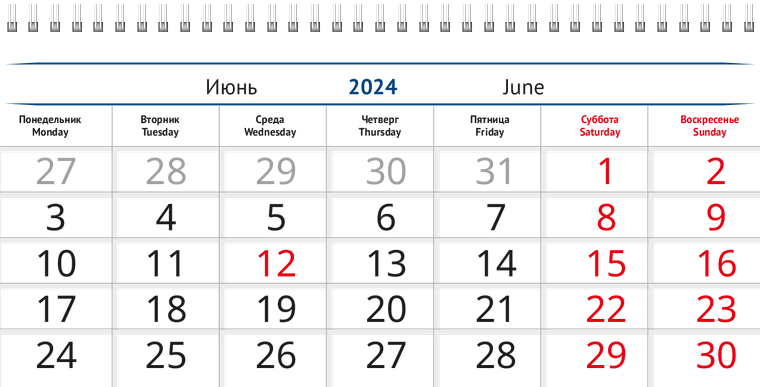 Квартальные календари - Синее здание Июнь